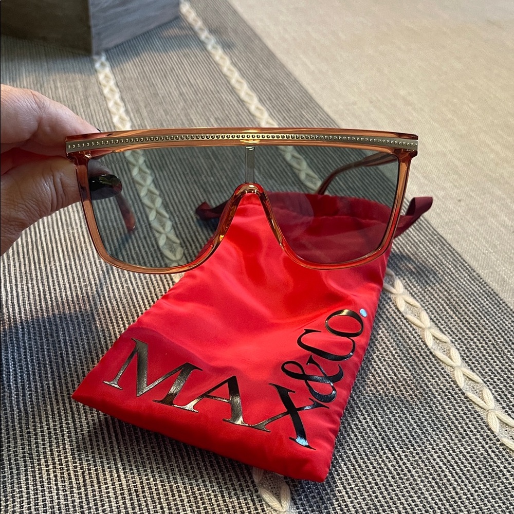 Max & Co. Gold Frame Sunglasses with Red Pouch